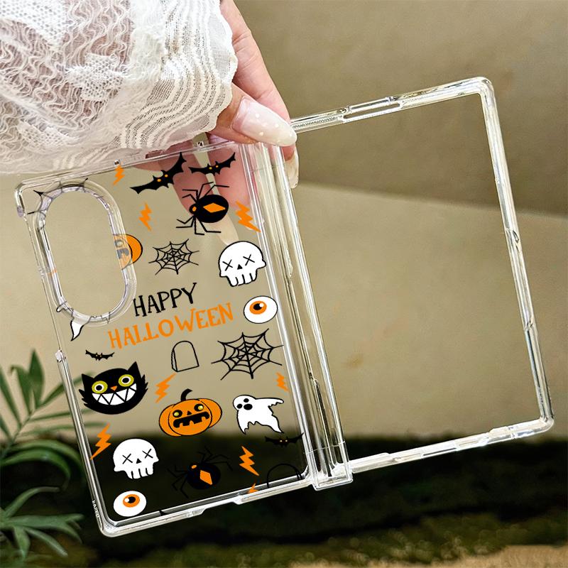 Halloween Ghost Pumpkin Case For Samsung Z Fold 8 Ultra 7 6 5 4 Clear PC Slim Hard Folding Phone Cover For Galaxy Z Fold8 Fold7 Fold6 Fold5