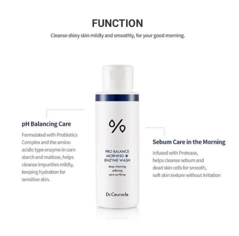 Dr. Ceuracle Pro Balance Morning Enzyme Wash 50g – Gentle Powder Cleanser for Daily Use