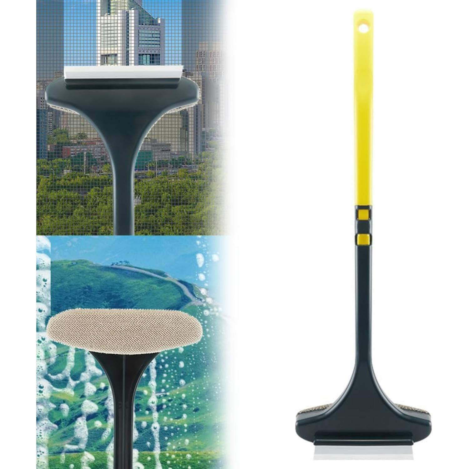 2 in 1 Multifunctional Screen Brush,Mesh Cleaner Brush, Window Cleaner (Yellow Green) K