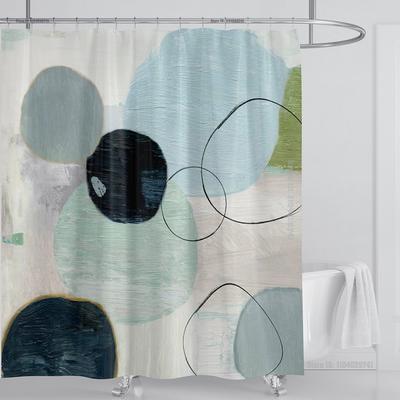 3d Print Abstract Line Art Style Watercolor Shower Curtain Set Waterproof Polyester Bathroom Curtain Home Decoration  with Hooks