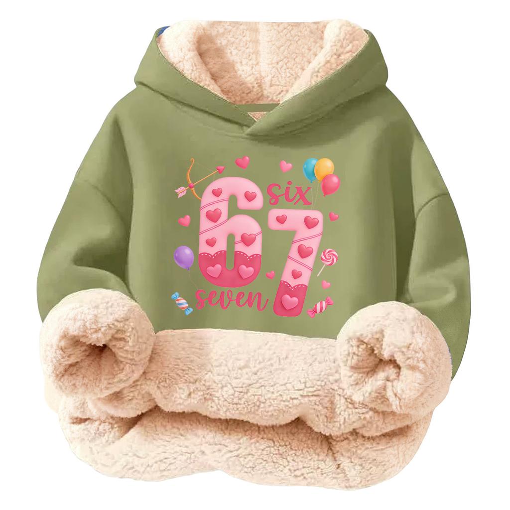 Çocuklar İçin Modaya Uygun Baskılı Günlük Polar Kapüşonlu Bol Kesim Cepli Olmayan Hoodie