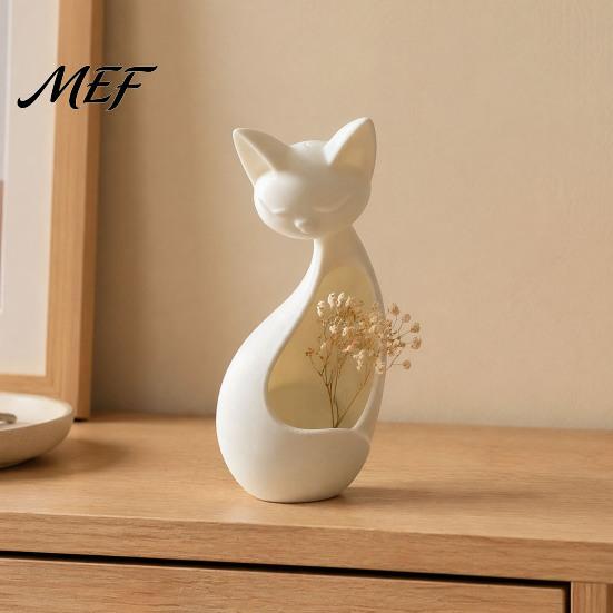 Small Storage Holders for Vanity Minimalist Abstract Sleeping Cat Statue, 3D Printed Matte White Hollow Ornament Statues Shelf Tabletop
