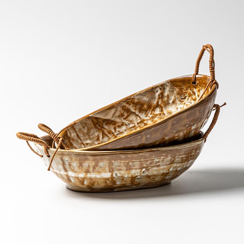 Japanese Rope-Braided Ceramic Salad Bowl