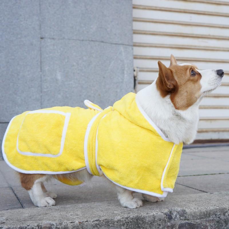 Quick-Dry Pet Robe With Hood Large Dogs Like Golden Retriever Labradors Absorbent Bath Towel After Shower