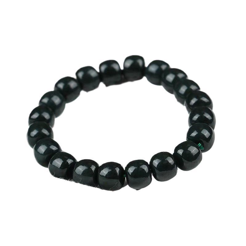 First Grade Xinjiang Hetian Jade Qingyu Bracelet: Handmade Beaded Ancient Style for Men and Women
