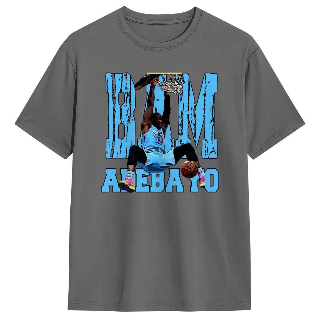 Bam Adebayo Men T Shirts  Creative Tee Shirt Short Sleeve Crewneck T-Shirt Cotton Birthday Present Clothes