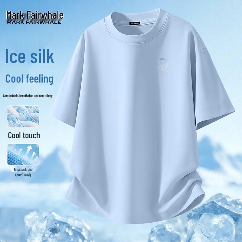 

Mark Fairwhale Men s Ice Silk Smile Print Short Sleeve T-Shirt 2XL