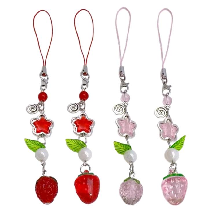 Unique Bag Charm Cute Strawberry Phone Pendant Stylish Keyring Pendant for Key