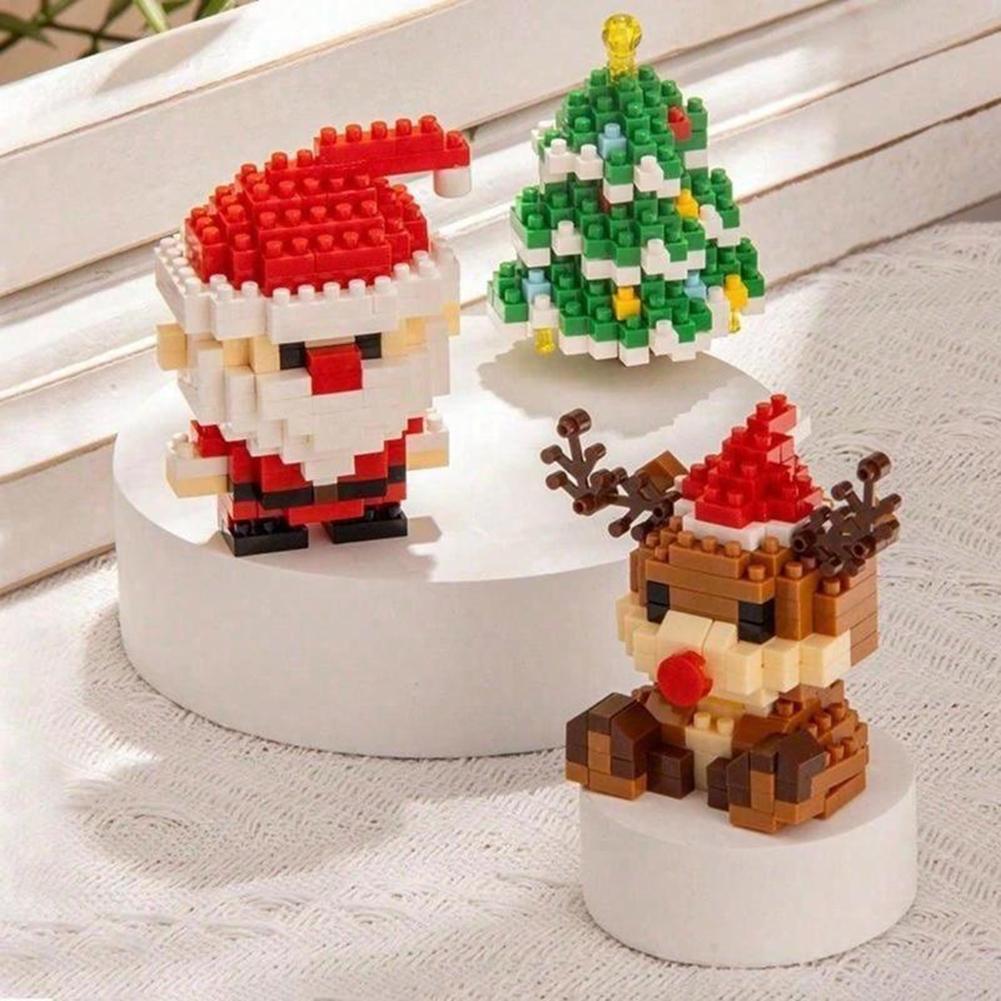Santa Design Building Blocks Set Sturdy Steady Assembled Ornament For Home
