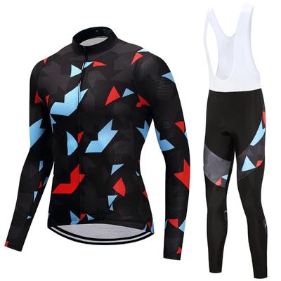 Montar en bicicleta Jerseys conjunto de ropa de ciclismo hombres de manga larga pantalones con pechera blanca ropa de bicicleta traje