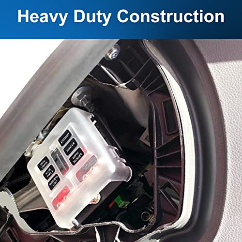 ADPOW 6 Way Circuit Car Boat Fuse Box Holder Waterproof LED Warning Light Kit with ATO ATC Block Fuse Blade Fuses 5A 10A 15A 20A for Automotive B