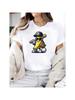 Cartoon Banana Playing Baseball Printed Round Neck Short Sleeve T-Shirt Casual And Versatile Style Suitable For Summer Ladies