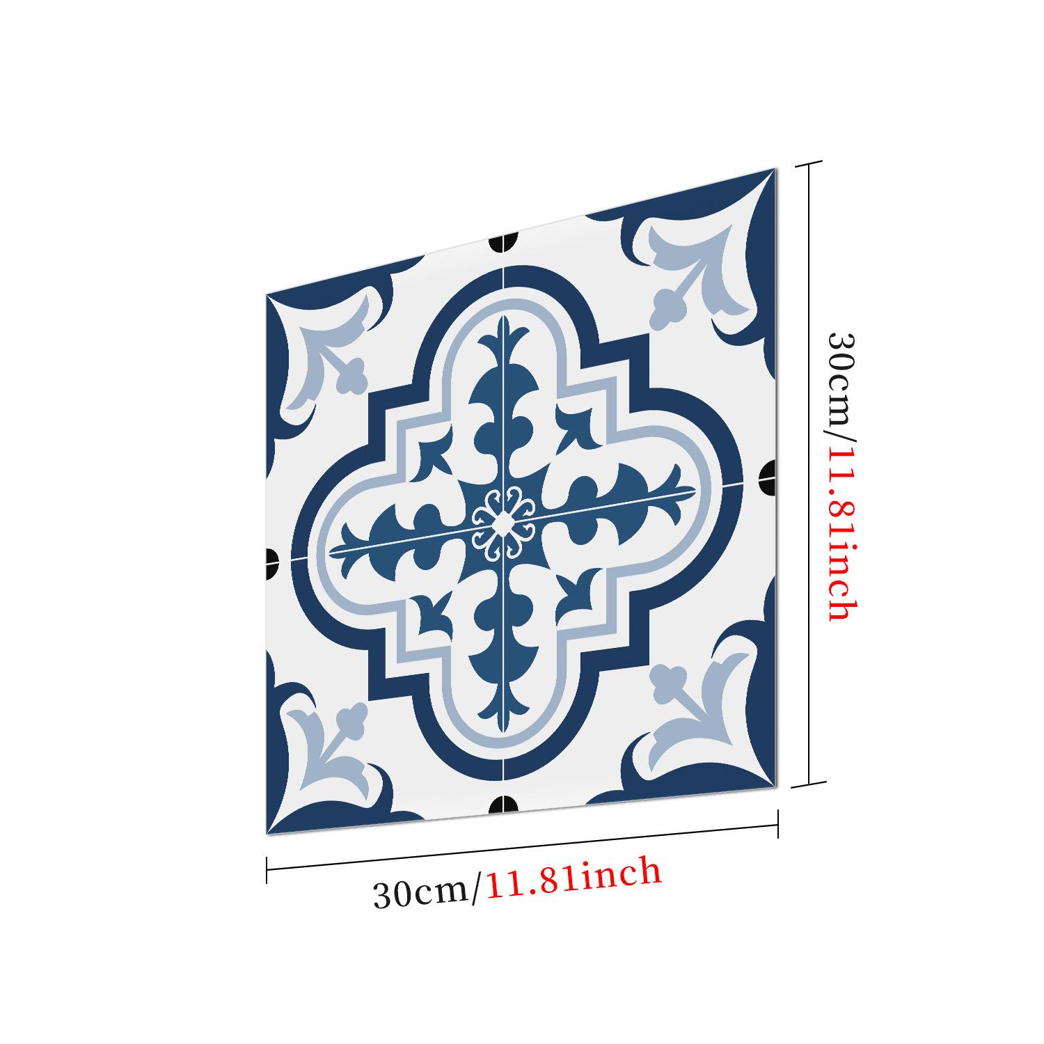 

Portuguese Traditional Tile Floor Sticker Kitchen Bathroom Floor Decoration Self-Adhesive Thickened Matte Anti-Skid Sticker Waterproof 30CM * 30CM * 1 piece