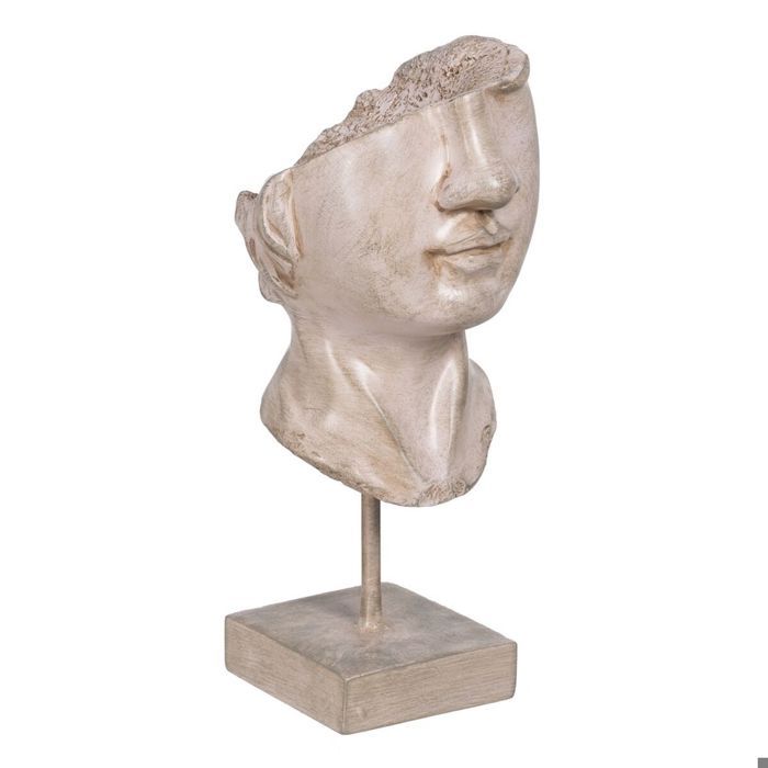 Figurine décorative - BigBuy Home - Visage - Métal - Polyrésine - Beige beige