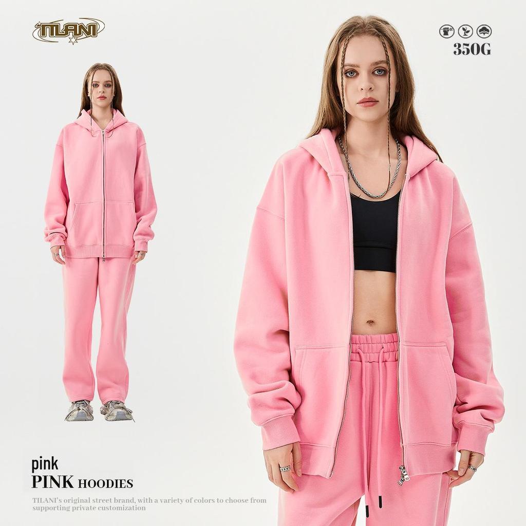 TILANI Men's 2025 Spring & Autumn Velvet Hooded Cardigan - Casual Solid Color Loose Fit Zipper Jacket.