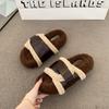 Lamb Wool Slippers Women's 2025 New Autumn Soft Leather Evening Wind Thick Bottom Non-slip Super Soft Cotton Mop