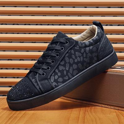 Rhinestone Men's Sneakers Walking Men Casual Shoes Leopard Print Sport Male Man Sneakers for Men Designer Platform Mens Shoes