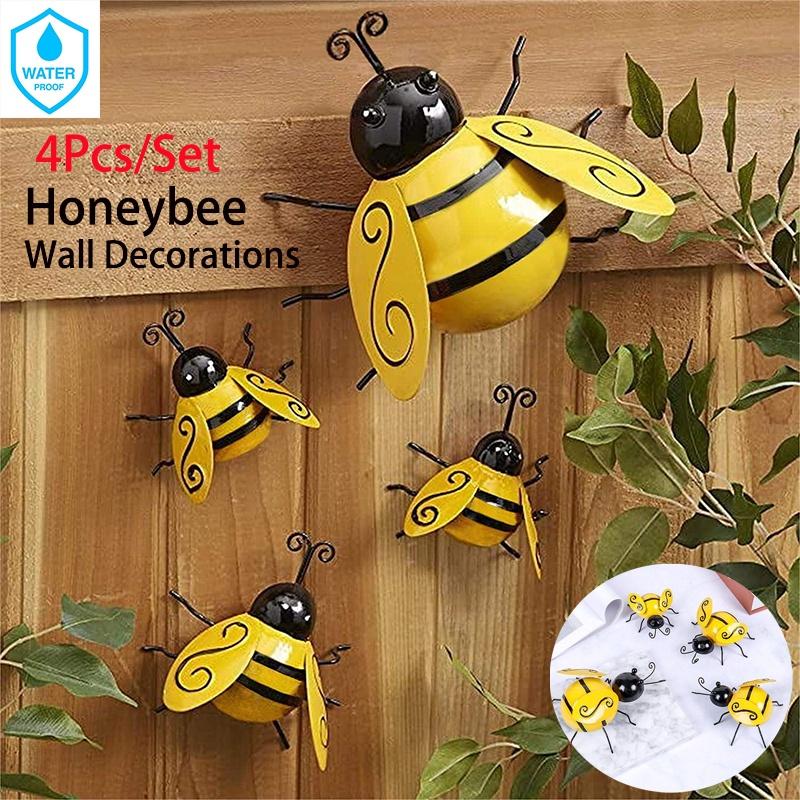 Metal Bee Wall Art Indoor And Outdoor 3d Sculpture For Garden And Bedroom Decorations