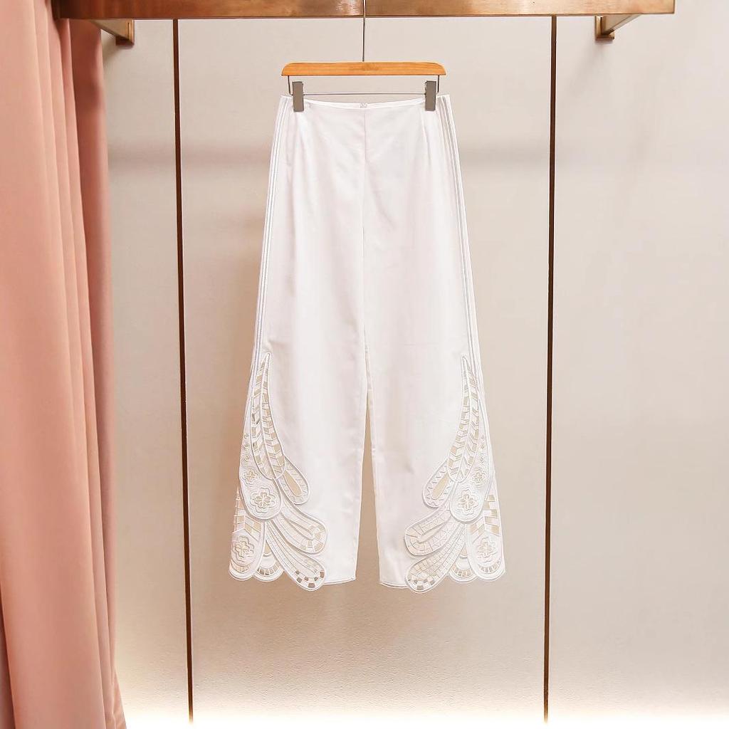 M's Chic French Minimalist Embroidered Vest Top & Casual Pants Set for Spring/Summer