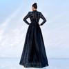 Wedding Dress European and American New Style Long-Sleeved Round Neck Long Sequined Banquet Cape Fishtail Evening Dress Bridesmaid Dress