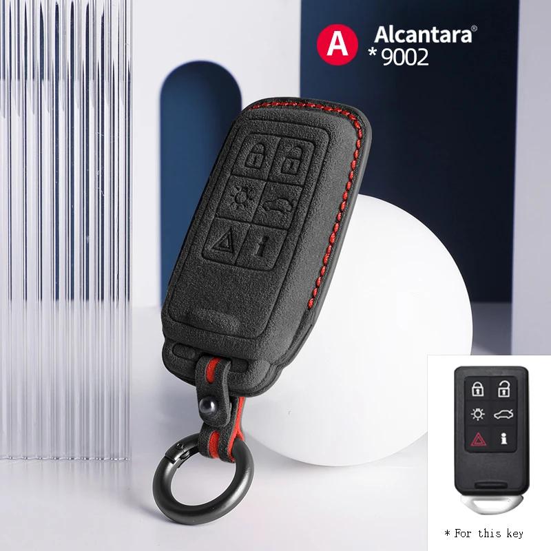 Alcantara For Volvo S90 S60 XC60 XC40 XC90 V60 V90 Car Key Case Holder Cover Shell Suede Keychain Protector Accessories