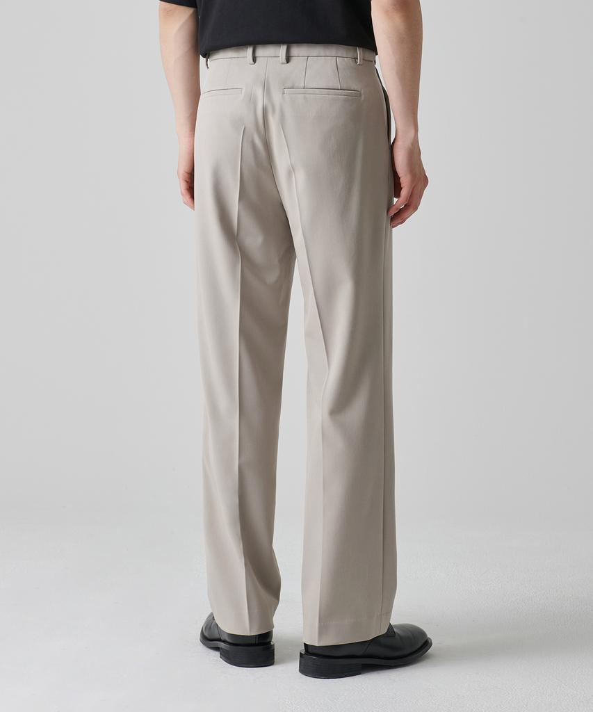 Musinsa Standard Reverse One-Pleat Wide Hidden Banding Slacks [Light Beige]