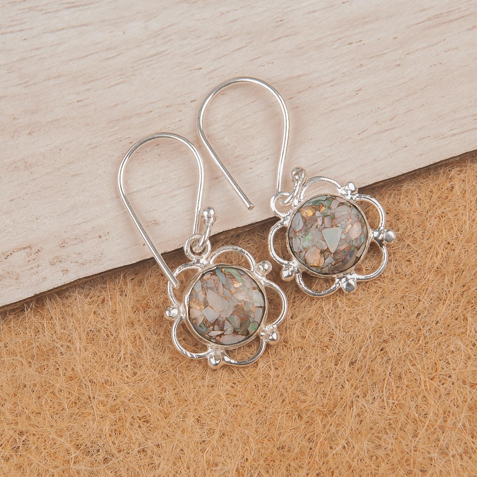 

Натуральный эфиопский опал медь драгоценный камень 925 стерлинговое серебро ювелирные изделия серьги 1.40 EE-56-34