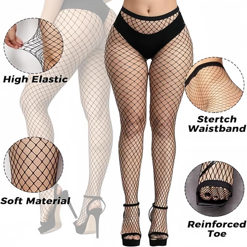 Plus Size Fishnet Stockings For Women - 3 Pairs Sexy Fishnets Tights, Halloween Fish Net Stockings,Gothic Clothes