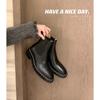 ! Shoe Chain Thick Heel Chelsea Short Boots Women's Mid Tube Martin Boots Autumn