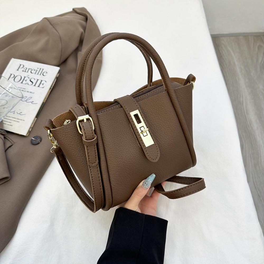 

Chic Slant Cross Bucket Bag Leather Women s Handbag Casual Single Shoulder Bag Ladies кофейный