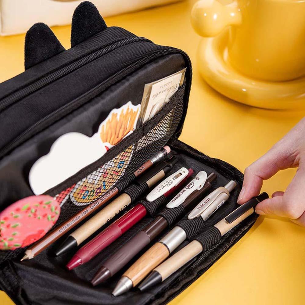 Desktop Organizer Cartoon Pencil Box Large Capacity Zipper Pencil Pouch Panda Pen Holder  Office