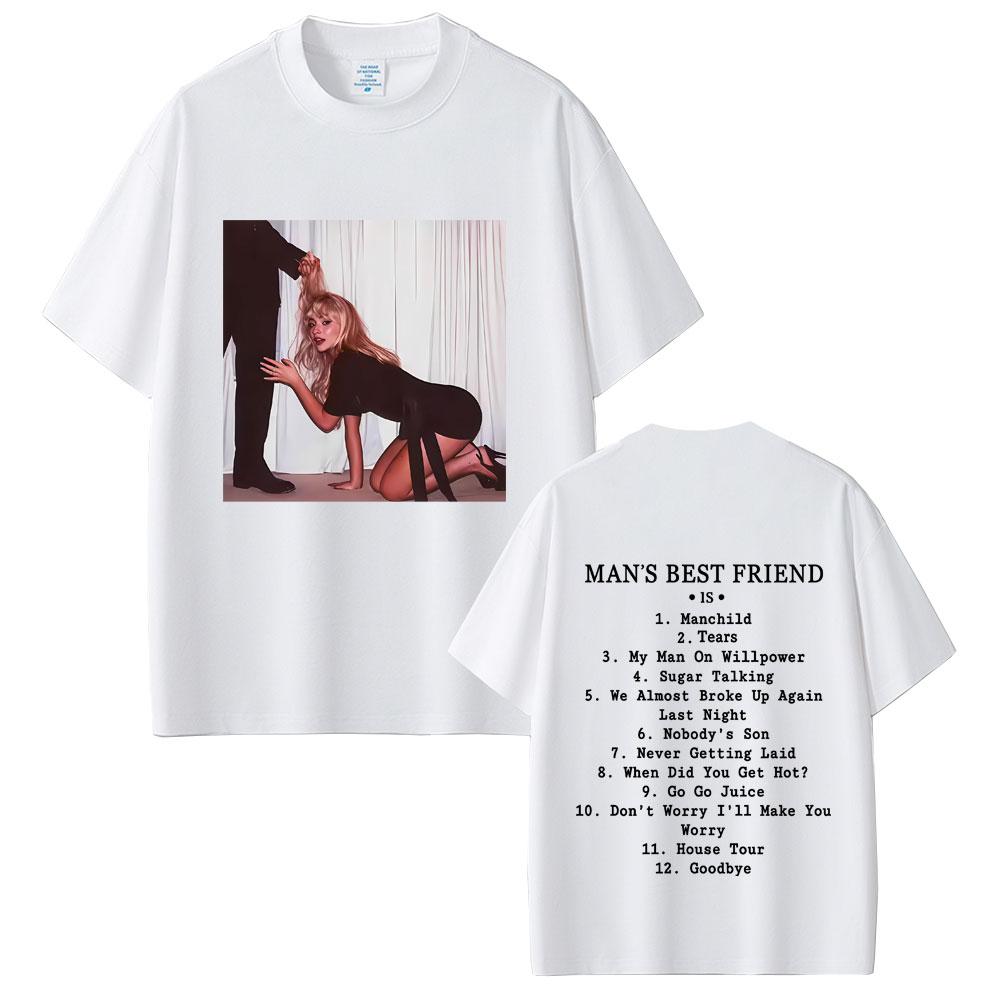 CHARM CLOTHINGS 2025 Zomer Sabrina Carpenter Man's Best Friend Album Grafisch Mannen Vintage Streetwear Mannen Vrouwen 100% Puur Katoen Bedrukt T-shirt S
