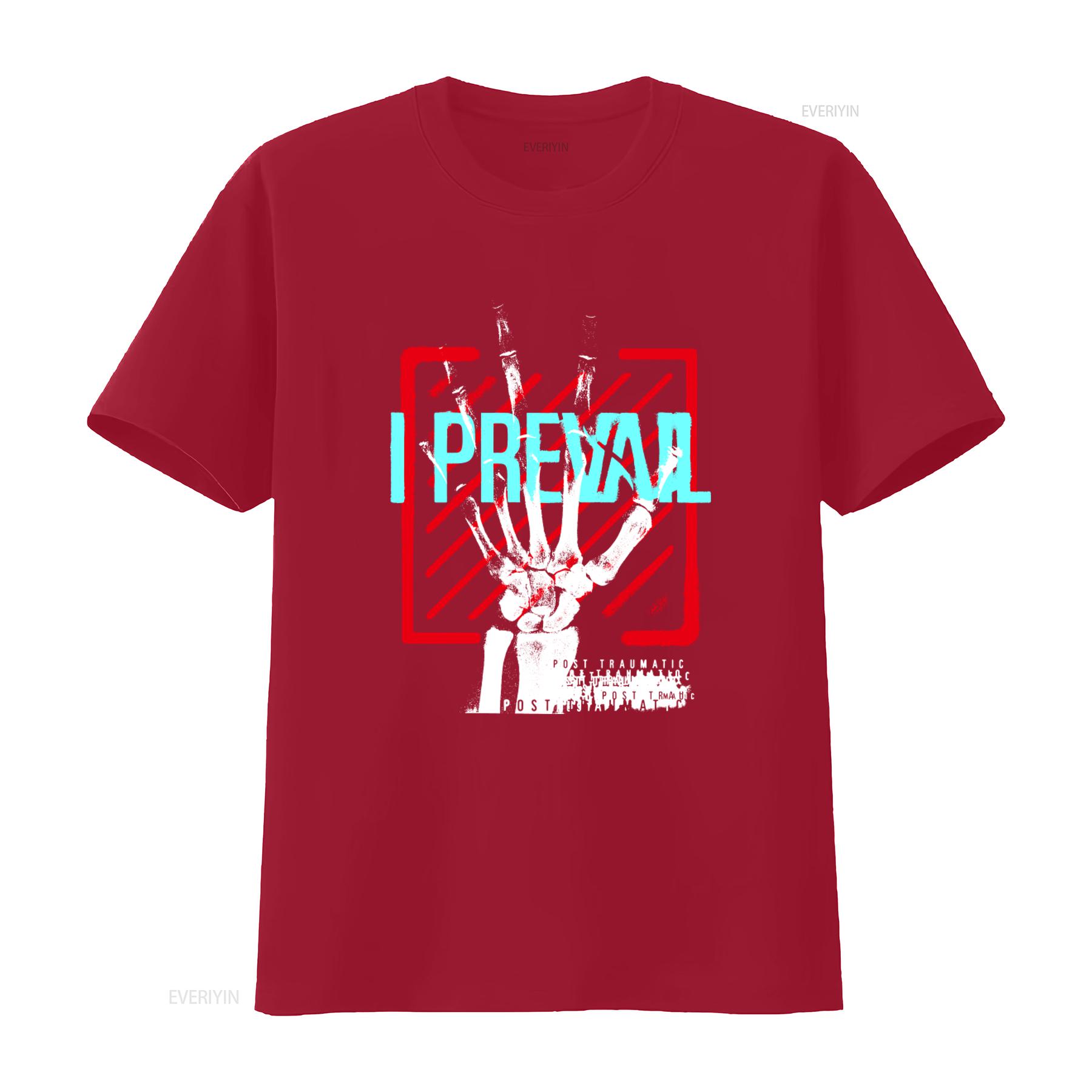 

I Prevail Post Traumatic Rock Band T Shirt for Cool Skeleton Hand Design Streetwear Fashion vintage Washed Breathable S