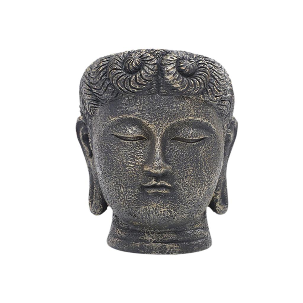 Buddha Head Resin Planter Modern Decorative Flowerpot Statue for Home Office Desktop Garden