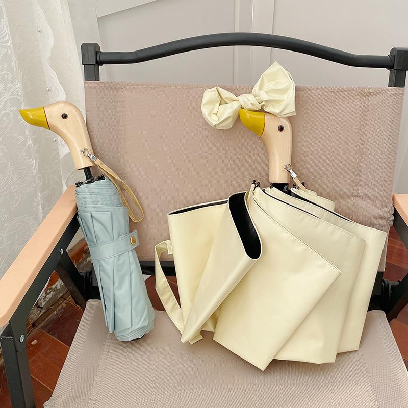INS Style Duck Umbrella Windproof Sunshade Dual-use Sunny and Rainy UV Protection Folding Rain Gear for Girlfriends Gifts