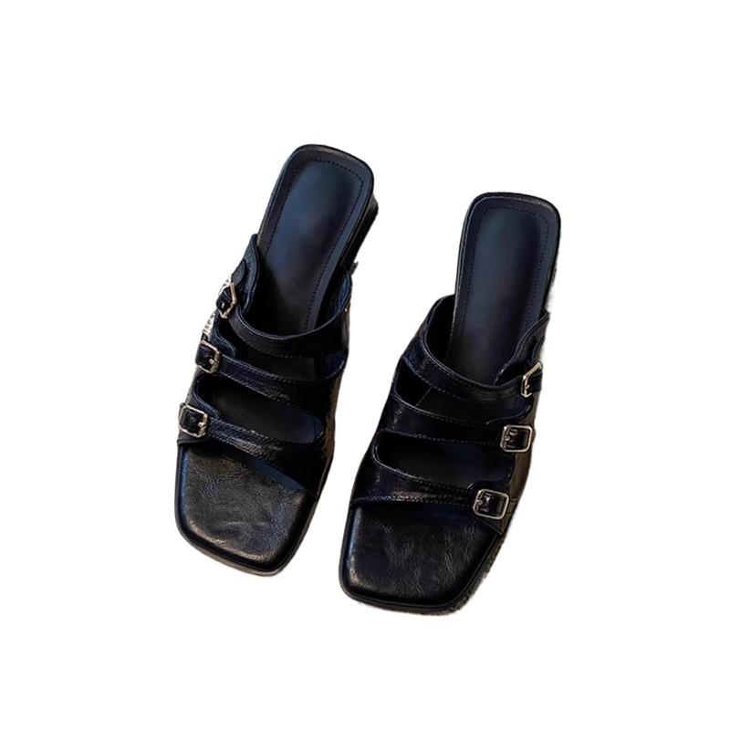 Fashion Platform Sandals Women's Fashion Outer Wear 2025 Spring New Style Baotou Roman Shoes Flat Shoes