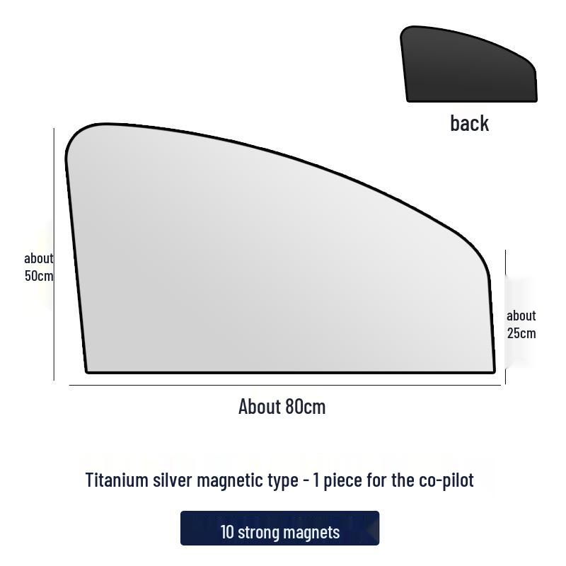 Upgraded Titanium Silver Magnetic Car Sunshade - Heat Insulation & Blackout Window Visor