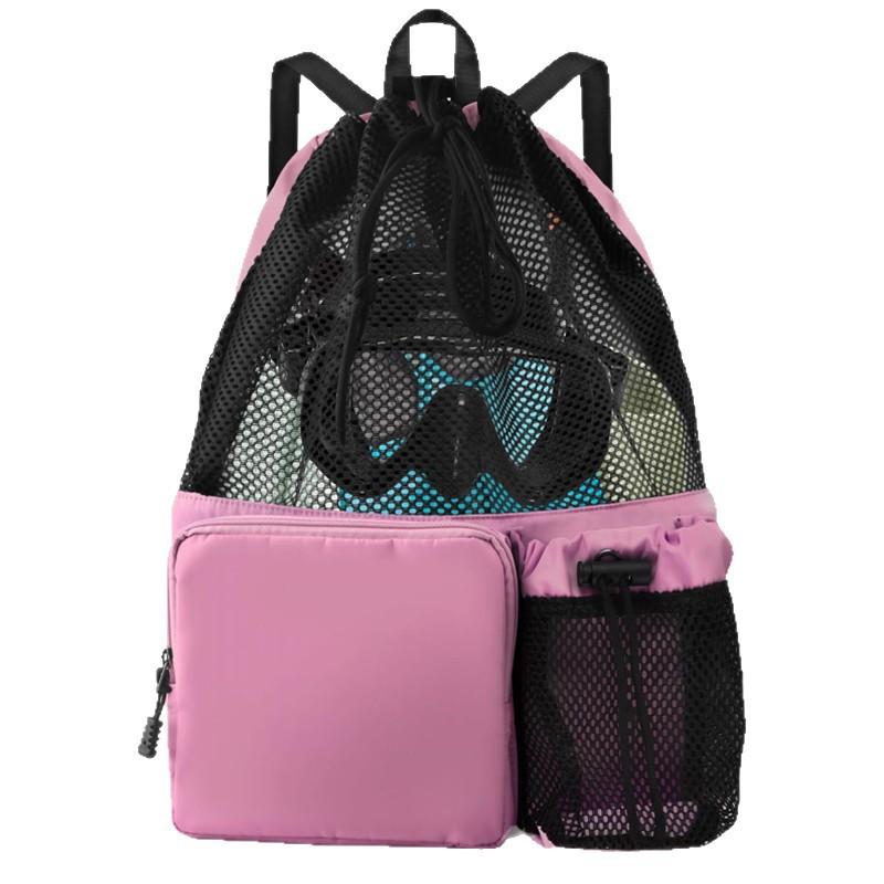 Lightweight Portable Mesh Drawstring Bag: Durable, Large-Capacity for Sports, Travel, and Fitness.