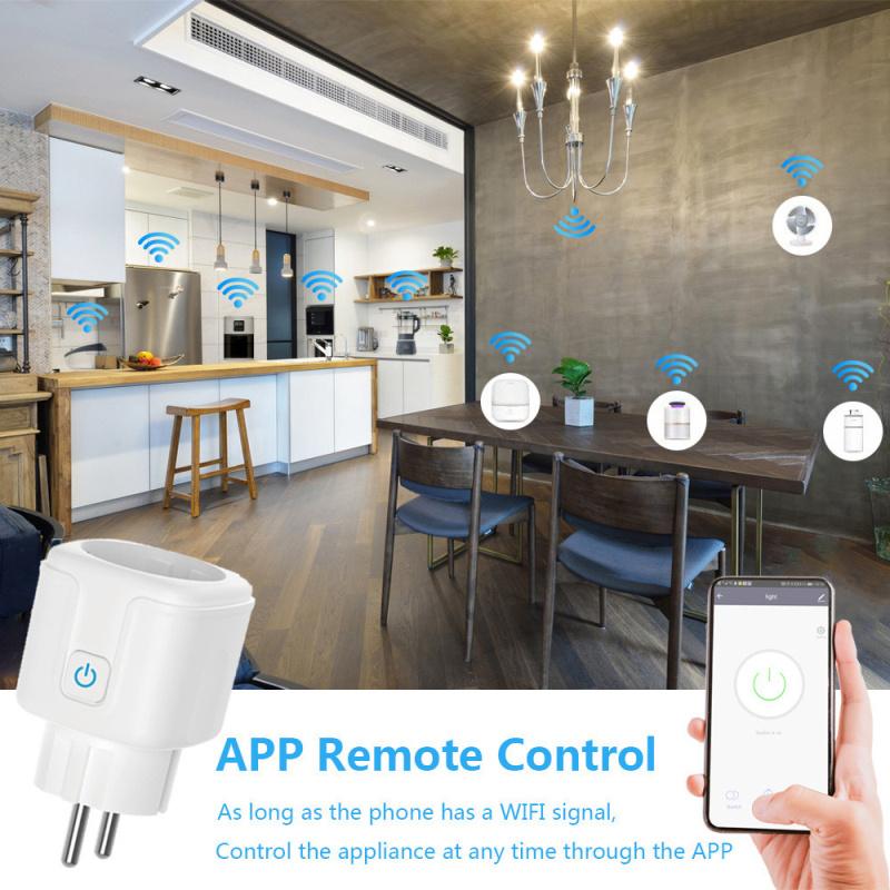 EU Wifi Smart Plug Wi-Fi Enabled Mini Socket App Remote Control Wireless Portable Automatic Timer Sockets with ON/OFF Switch for Light Electrical Appl