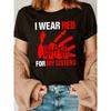 Ich trage ein rotes T-Shirt mit Aufdruck, Rundhalsausschnitt, Kurzarm, Lässiges Oberteil für Sommer & Frühling