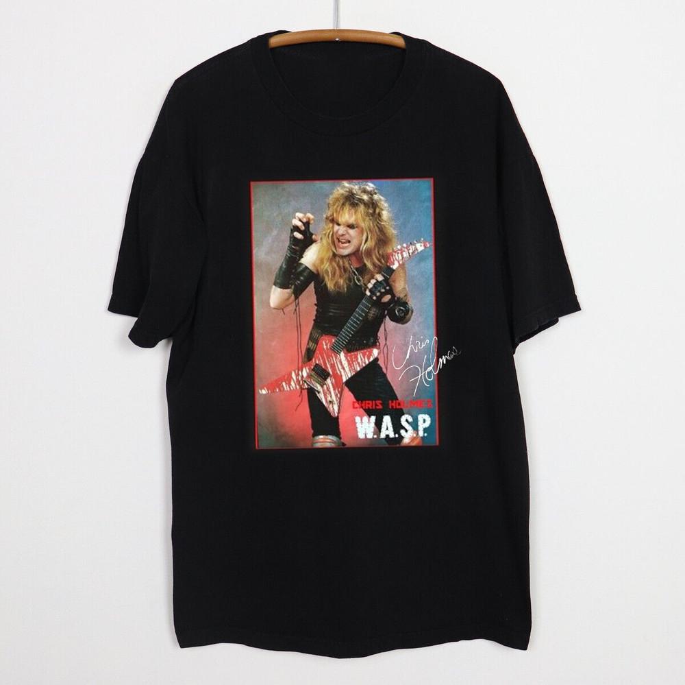 

Крис Холмс из Wasp 80-х годов ЛА металл Футболка с коротким рукавом Все размеры Унисекс 3XL