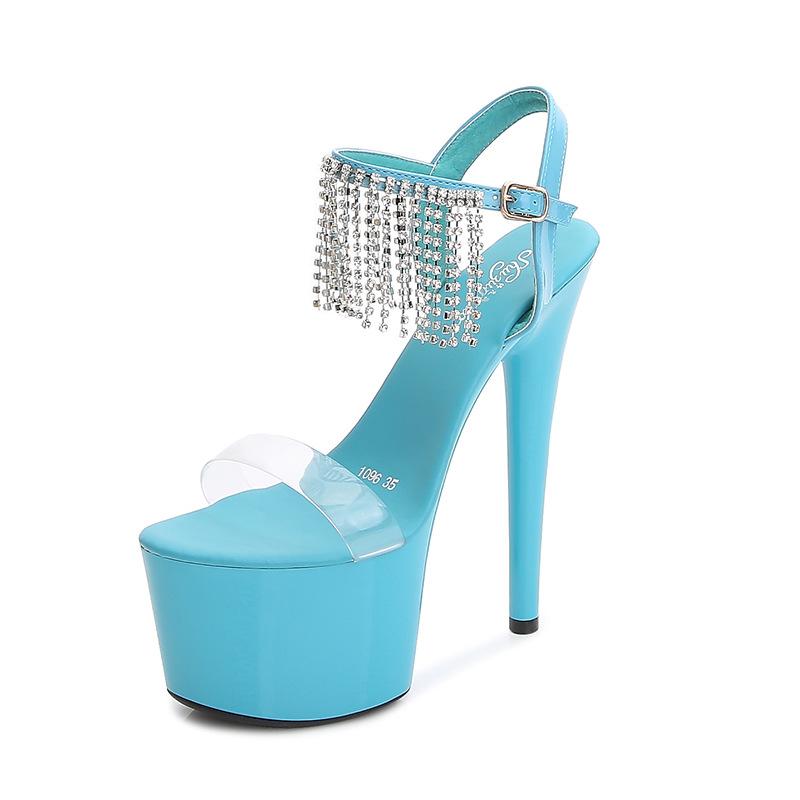 Damen Stilettos Sexy Catwalk Fransenmode Sandalen 181 Serie 16,5cm Absatz 7cm Plateau LFD