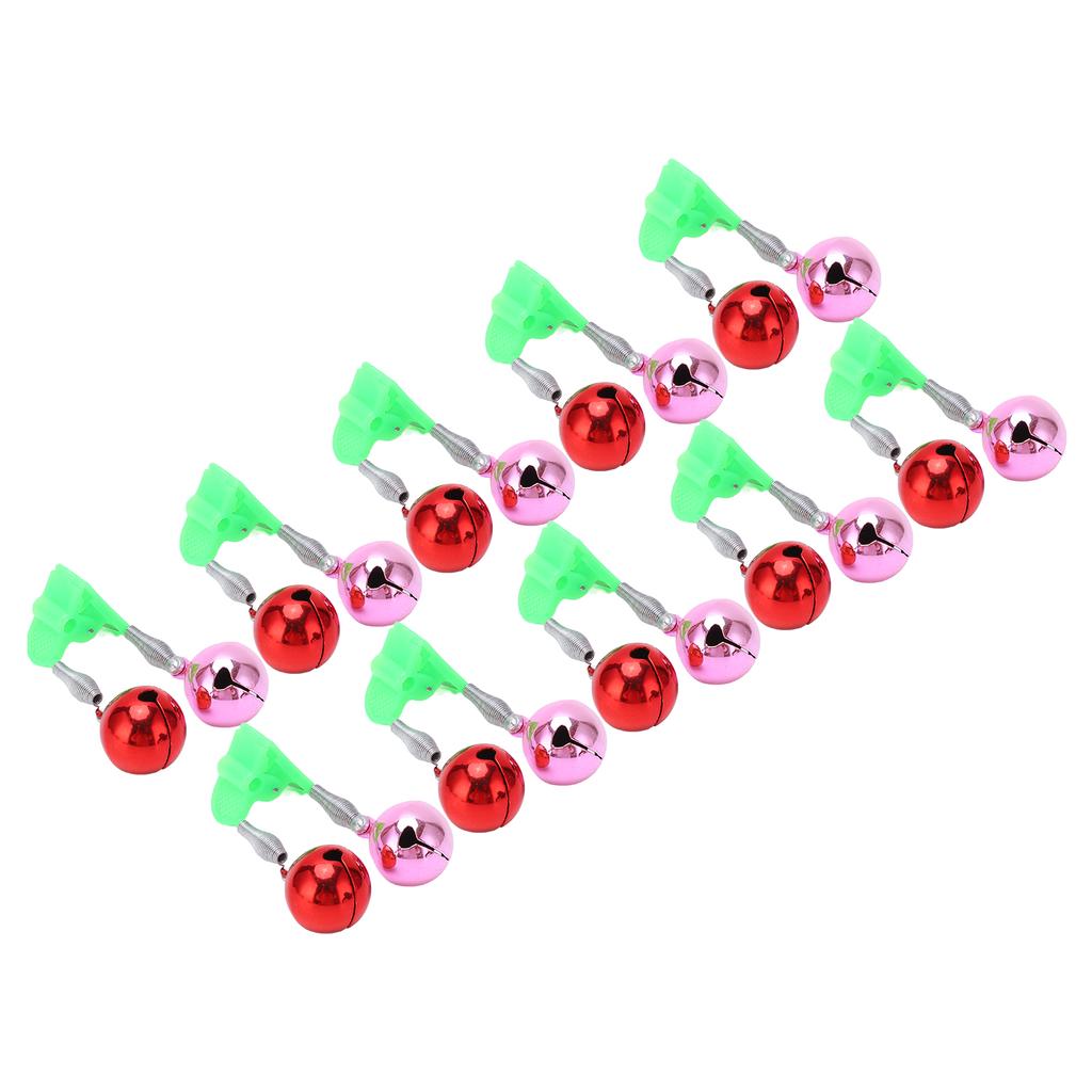10 Pcs Fishing Rod Alarm Dual Alert Bells Fishing Bells Clips with 2 Holes of Different Sizes for Night Fishing