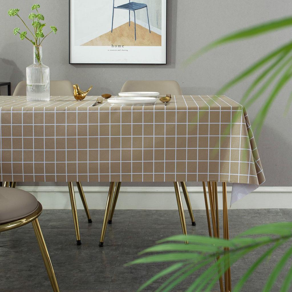 Printed Tablecloth Waterproof And Oil-Proof Leave-In Plaid Table Tablecloth Pvc Table Mat