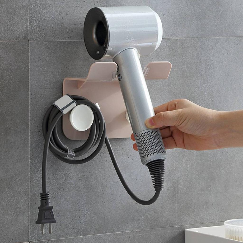 Hair Dryer Holder Wall Mounted Hanger No Punching Bathroom Storage Organizer Rack