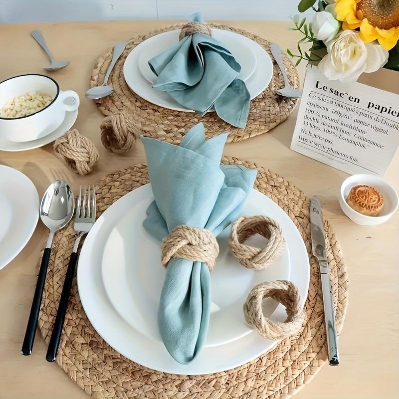 30pcs Woven Napkin Rings Set Farmhouse Burlap Jute Napkin Rings Bulk for Dinning Table Nautical Napkin Ring Holders Table Decor