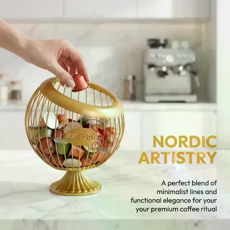 Iron Wire Coffee Pod Holder Large Capacity Basket for Kitchen Countertop Coffee Station Organization