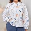 Plus Size Women's Long Sleeved New Fashion Printed Shirt Top