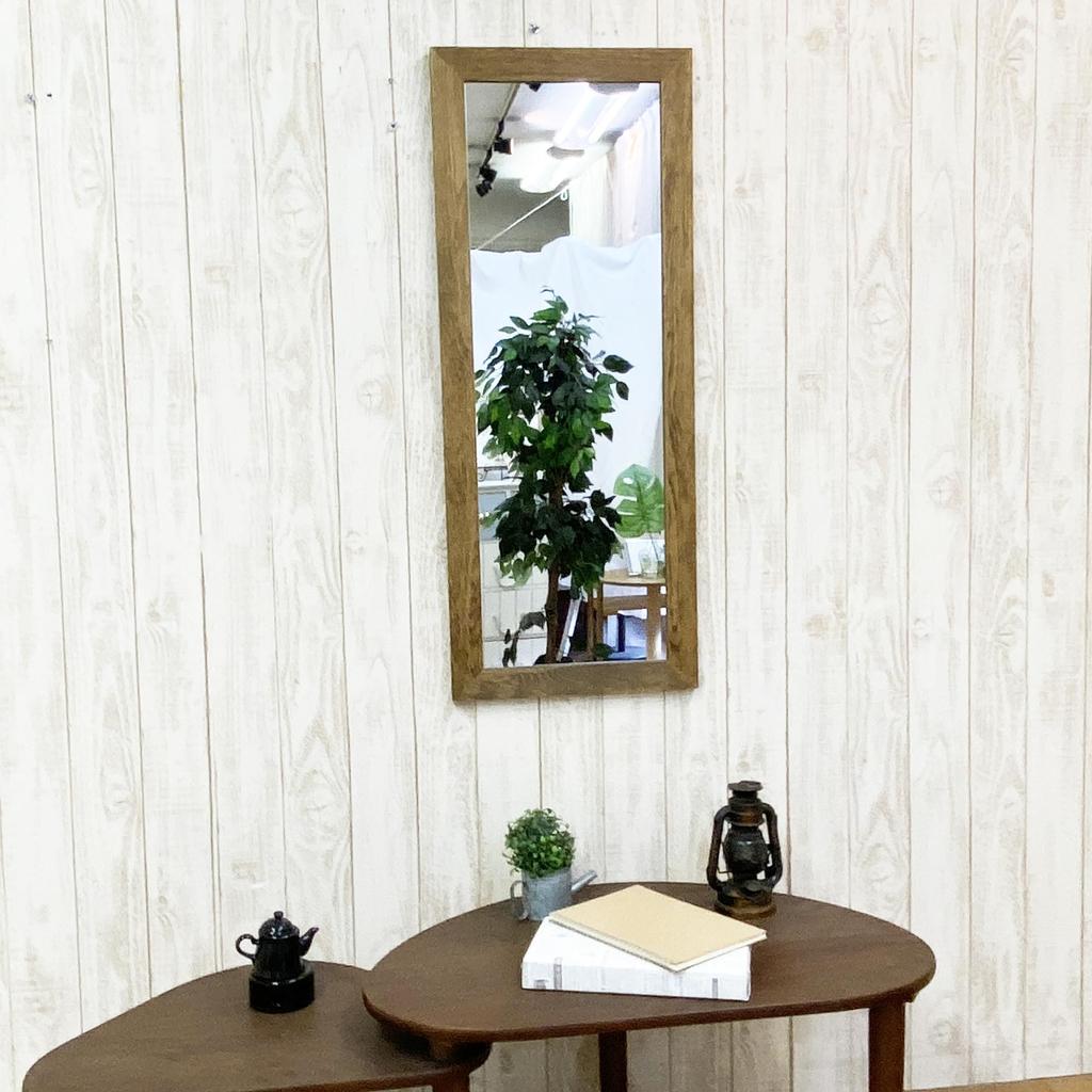 40cm x 100cm made in Nordic wooden Wall-mounted mirror, (width) (height), shatterproof, Japan, stylish, simple, style, (BR Brown)