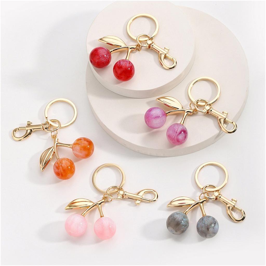 Sparkling Cherry Bag Accessory Fashion Keychain Alloy Resin Texture Cherry Keyrings Perfect for Party and Casual Outfits